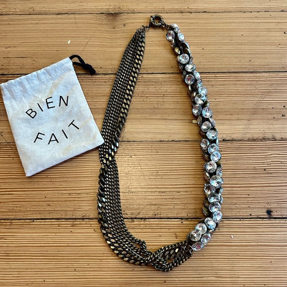 Madewell crystal, curb chain asymmetrical necklace.